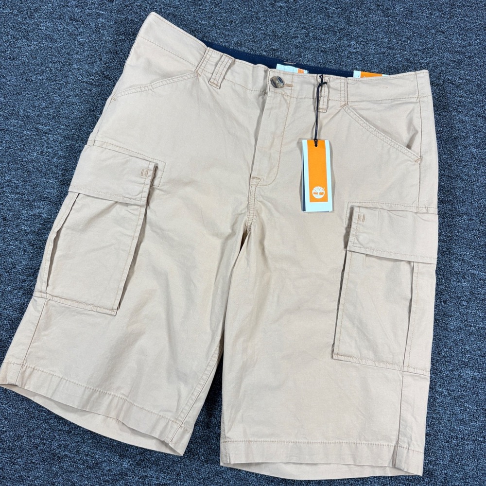 Timberland Cargo Shorts Mens 31 Tan Khaki Relaxed Fit Cotton Blend NWT